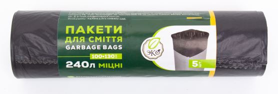 Пакети для сміття 240л/5шт ЕКО B. 36мкм LD, чорні